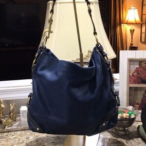RARE COACH LARGE BLUE LEATHER CARLY Shoulder Bag